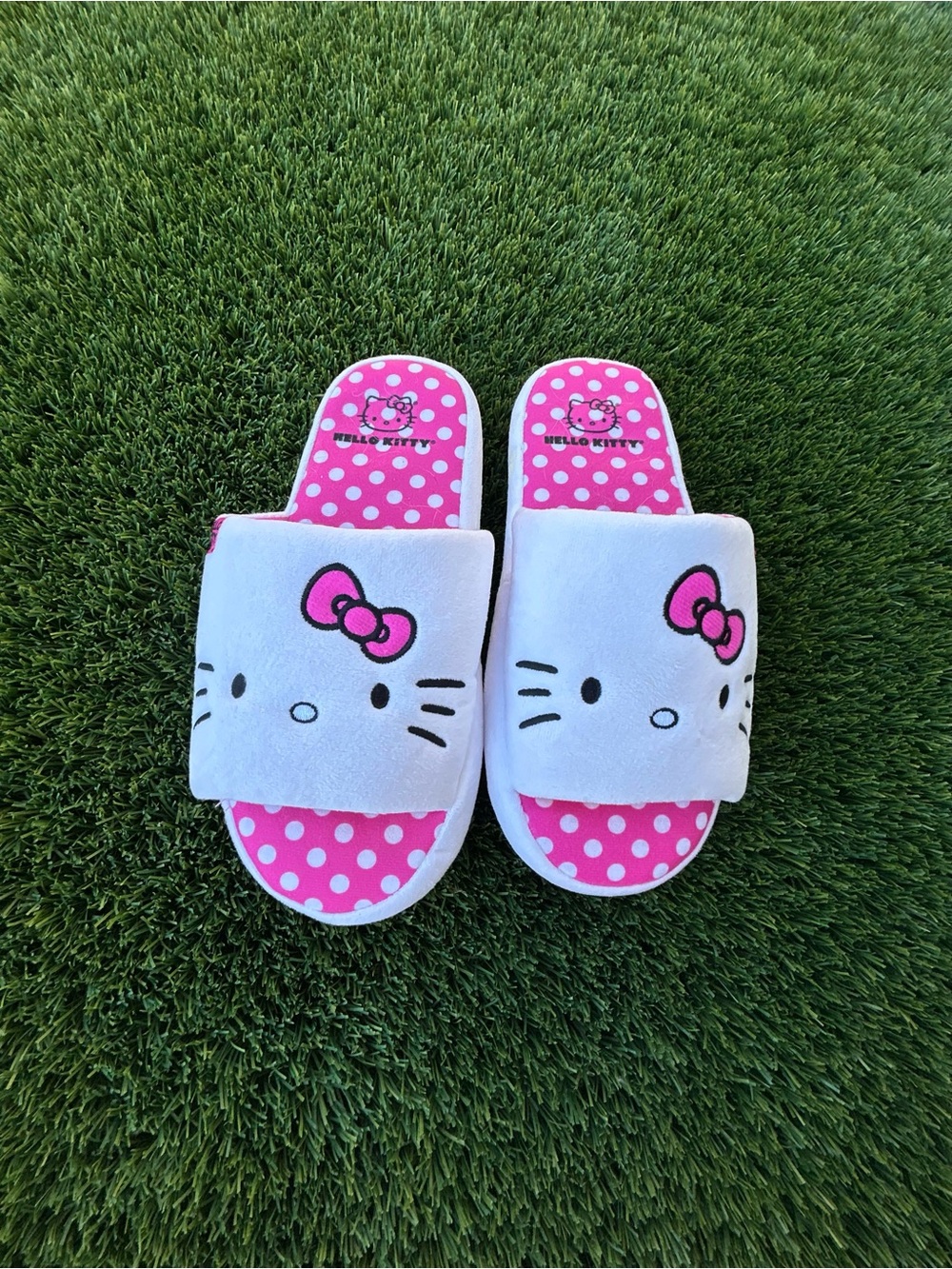 Hello Kitty White and Pink Girls Slide Slippers